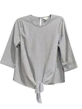 Summer Staple J. Jill Cotton Spandex Preppy Tie Front Top Size M